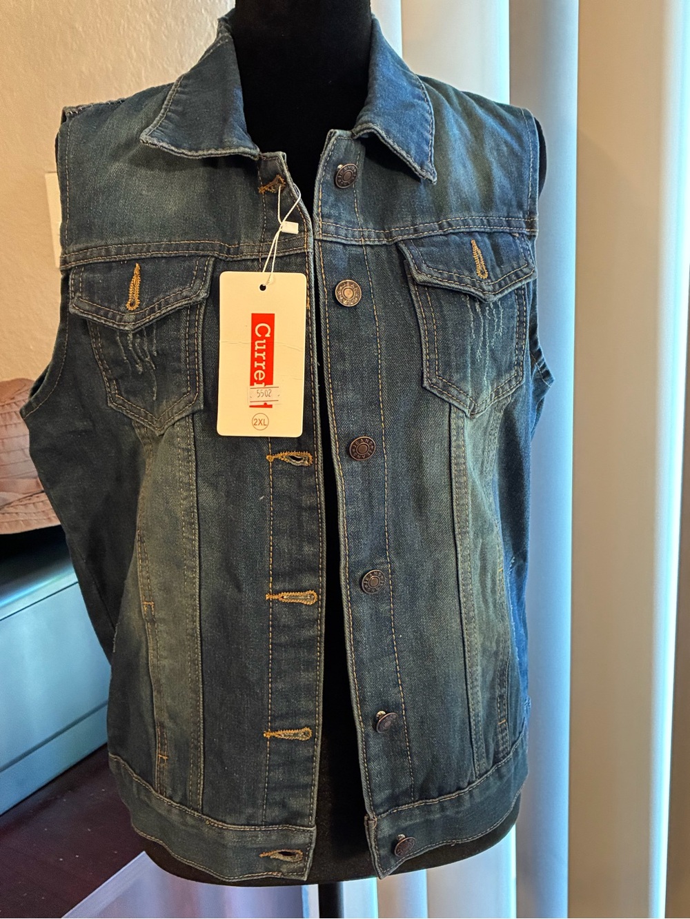 Current Women’s Distressed Medium Wash Denim Vest  US 12 Blue